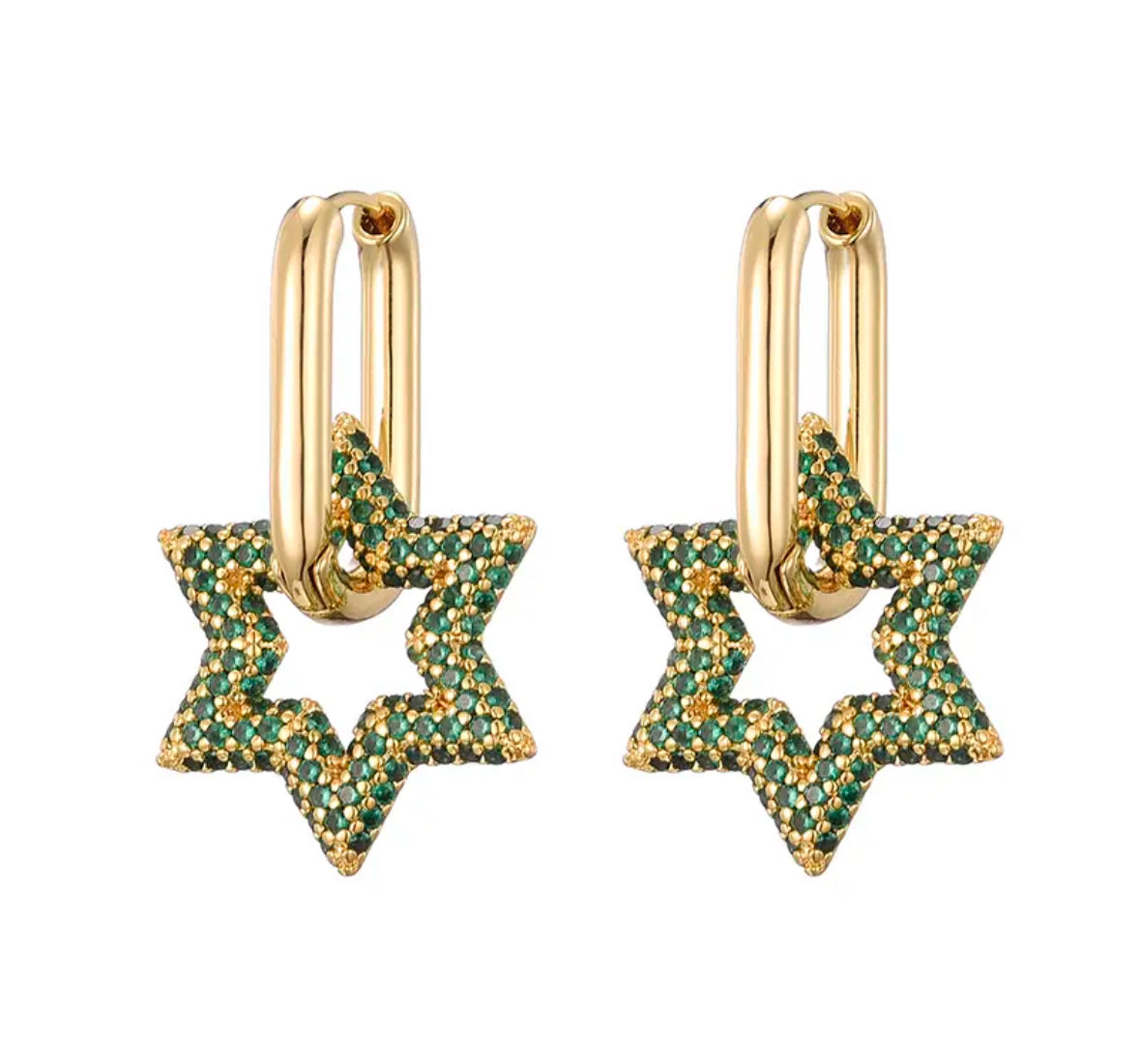 Star Earrings Green