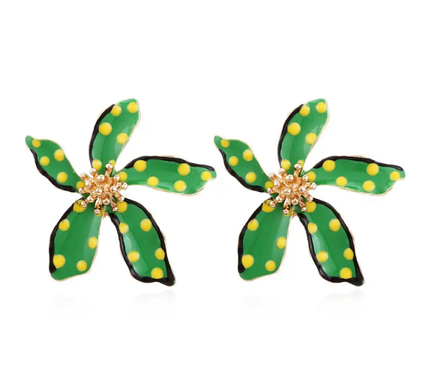 Flower Earrings Green