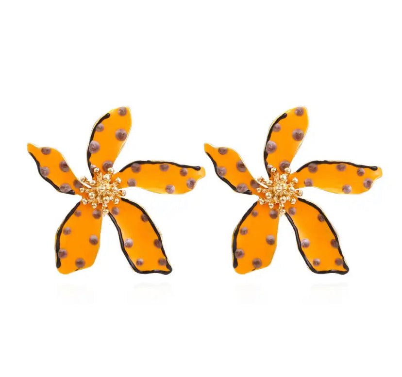 Flower Earrings Orange