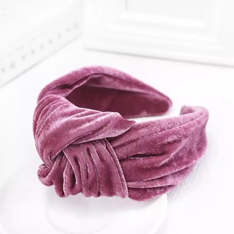 Oversized Velvet Knot Headband Purple