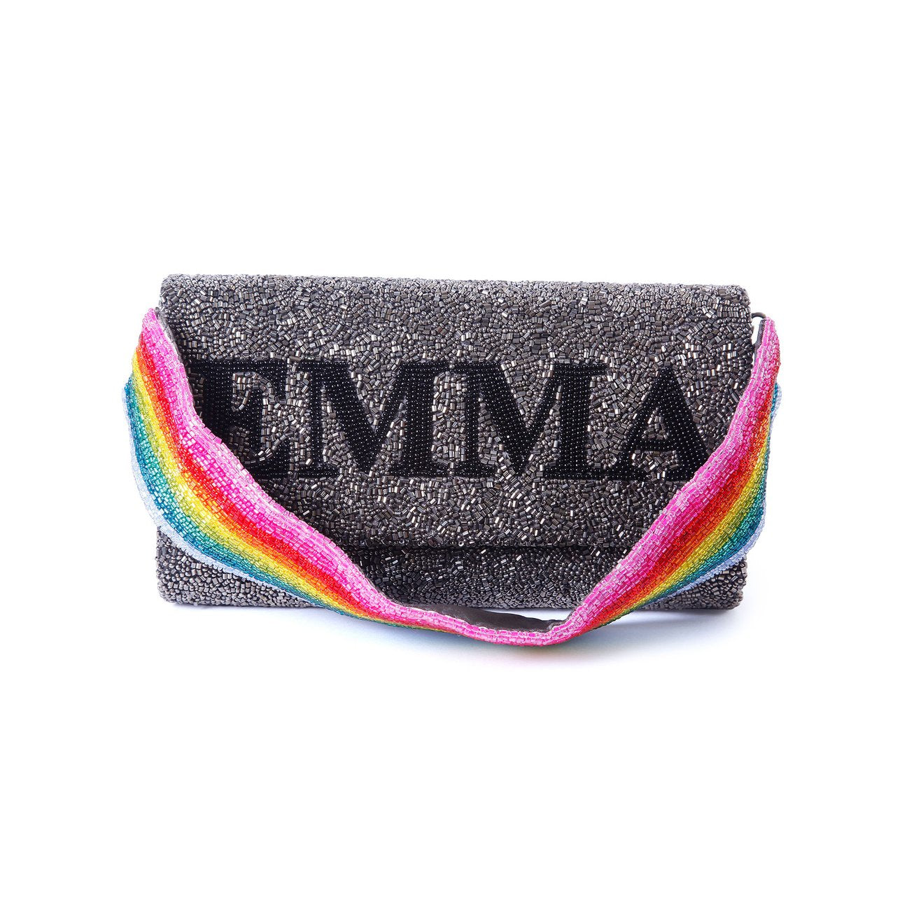 Rainbow Strap Grey Name Bag