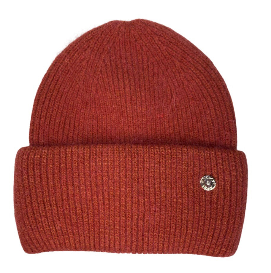 Knitted Ribbed Beanie Rust