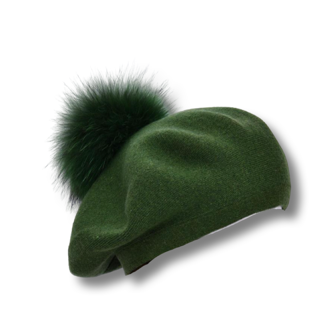 Beret with PomPom Green
