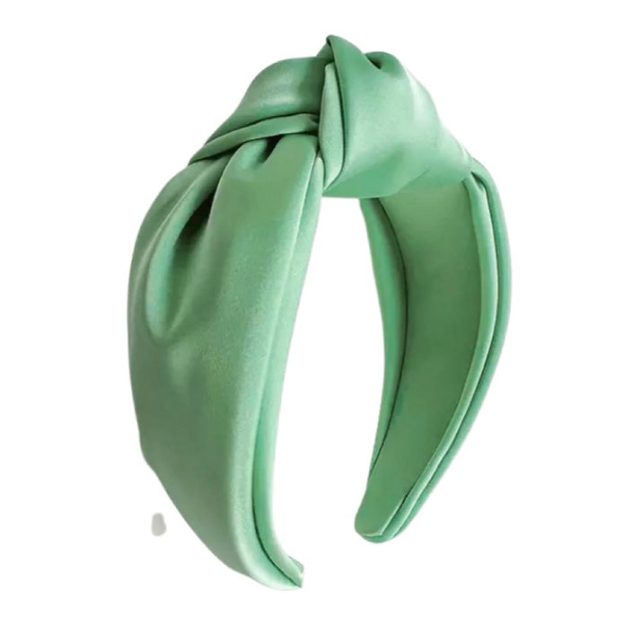 Oversized Knot Satin Headband Mint