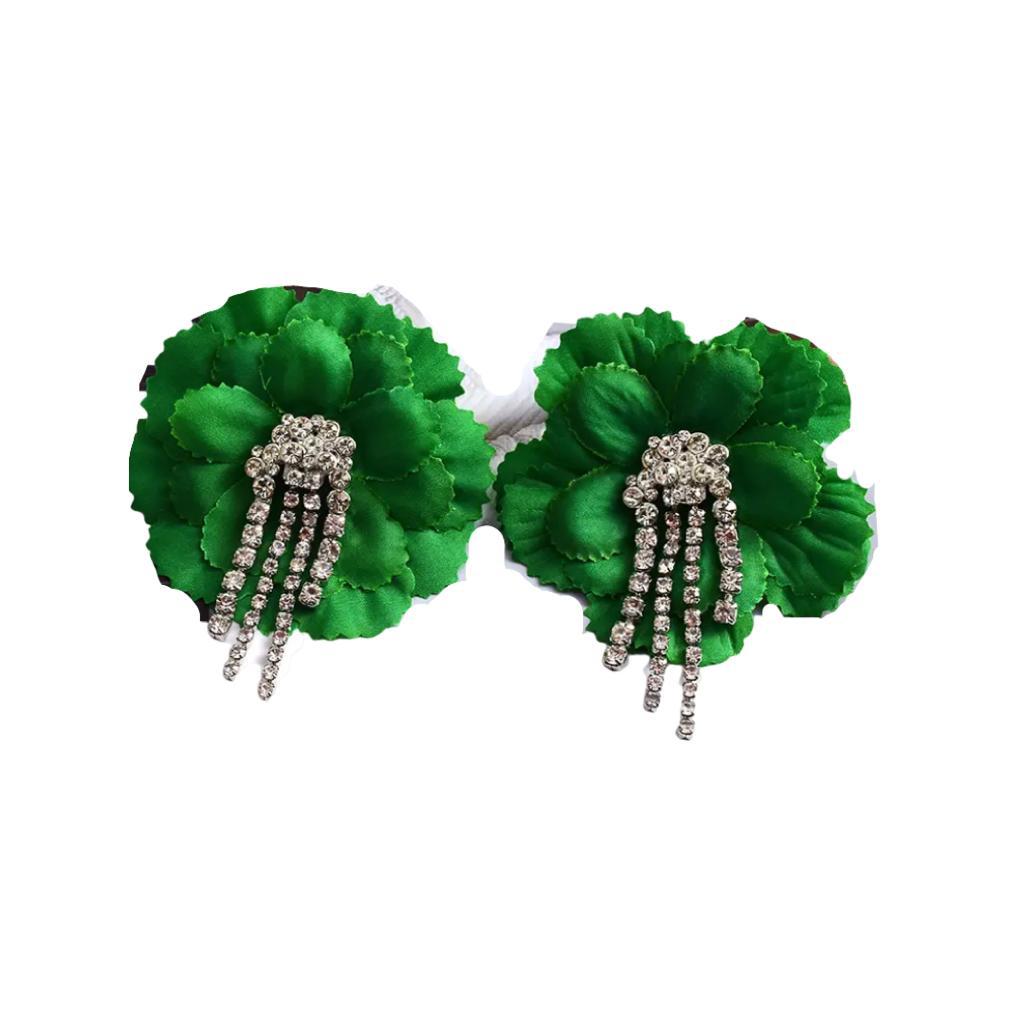 Glitter Blossom Earrings Green