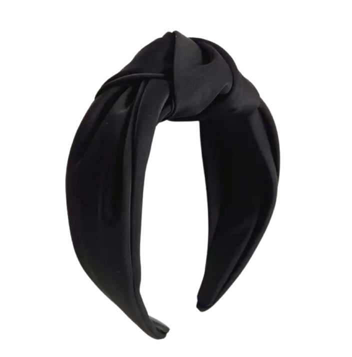Oversized Knot Satin Headband Black